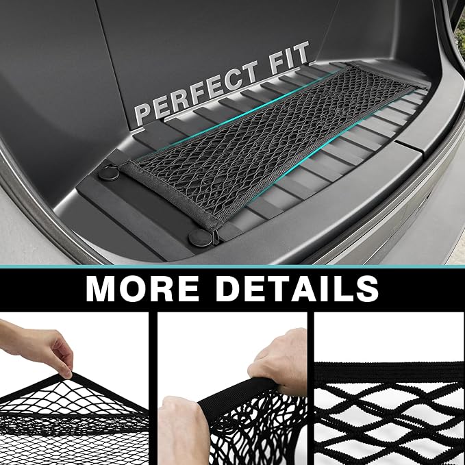 BestEvMod Cargo Mesh Net for Pickup Truck Bed Compatible with Tesla Cybertruck 2026 2025 2024 Accessories Mesh Extra Strong Hook Stretchable Trunk Cargo Organizer (Frunk Net)