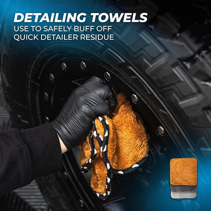 The Rag Company - Complete Wheel & Tire Cleaning Kit - Includes Wheel Cleaner, Exterior Detailing Sprays, Microfiber Towels, Brushes, Applicators - 15 Piece Kit