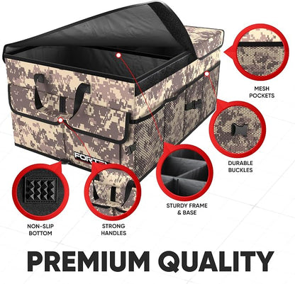 FORTEM Trunk Organizer For SUV Car Trunk Organizer, Foldable Storage, Car Accessories for Women Men, Collapsible Bag, 600D Oxford, Non Slip Bottom, Straps, Soft Cover (50L)