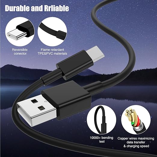 3-Pack Black [3.3FT+3.3FT+6FT] USB A to USB C Cable，USB to USB C Car Carplay Cable for iPhone 16 15 Pro Plus Pro Max，for iPad Pro/Air/Mini，for Samsung S24/S23/S22/S21，for MacBook Pro/Air and More
