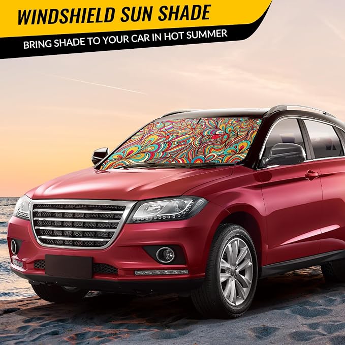 Windshield Sun Shade - Car Windshield Sun Shade for UV Protecion Heat Reduction 2026 Sun Visor for Car Interior (55"x31.5")