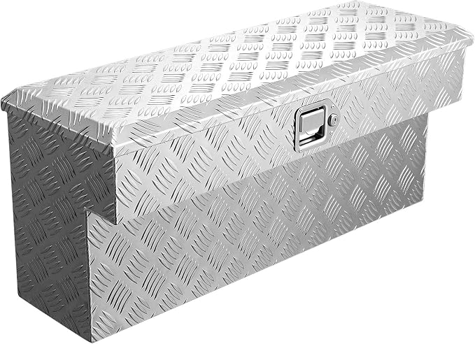 VEVOR Truck Bed Tool Box, Heavy Duty Aluminum Tool Box with Tread Patterns, Storage Toolbox Chest Organizer with Lock and Key, Ideal for Pickup, Truck Bed, RV, Trailer, 34 x 12 x 15.4 in, Silver