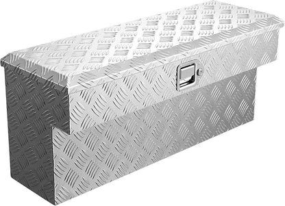 VEVOR Truck Bed Tool Box, Heavy Duty Aluminum Tool Box with Tread Patterns, Storage Toolbox Chest Organizer with Lock and Key, Ideal for Pickup, Truck Bed, RV, Trailer, 34 x 12 x 15.4 in, Silver