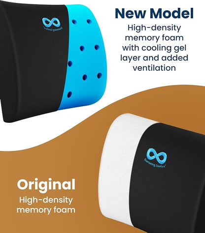 Everlasting Comfort The Original Lumbar Support Pillow for Office Chair - Improves Posture, Promotes Back Pain Relief - Superior Back Support for Gaming and Desk Chairs - Lumbar Pillow for Car, Couch