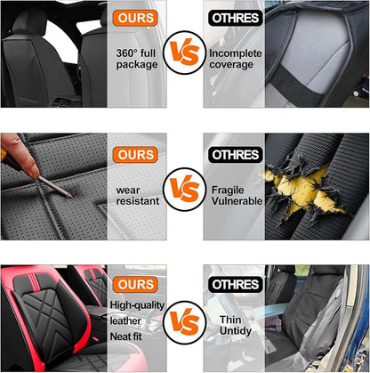 Car Seat Covers Fit for Ford Mustang Mach-E 2021-2026, Full Coverage Leather Waterproof Breathable Seat Covers Full Set, Automotive Seat Protectors, Airbag Compatible (2 Front Seats, Red Black)
