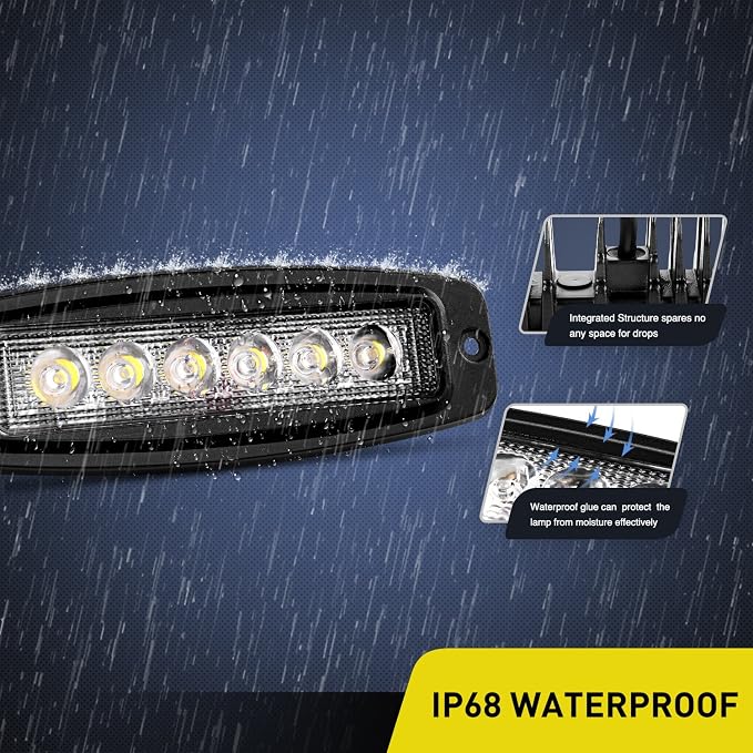 Nilight LED Pods Flush Mount 2Pcs 18W 7.3Inch Spot Offroad Fog Light Bar Waterproof Lighting for Tractor Boat SUV ATV UTV 4WD Car Truck Motorcycle Dirt Bike Golf Cart 12V 24V