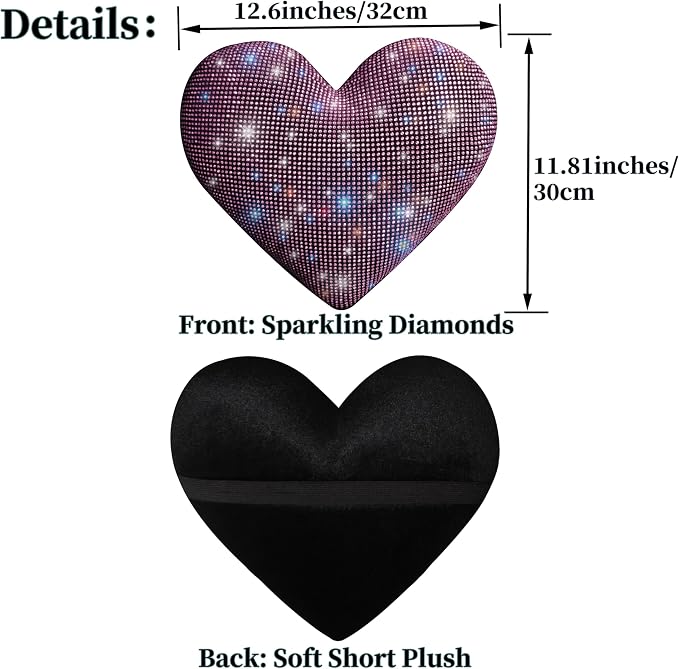 Bling Head Rest Pillows for Car Automobile Accessories for Women, Girls and Ladies Car Pillows with Sparkly Rhinestone Headrest Support Neck Support Relax Travel Universal Fit Pink 2 Pieces