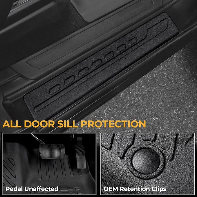 Floor Mats for Jeep Grand Cherokee 2011-2021 & 2022 (Not for WL), All Weather Floor Mats Trunk Cargo Liner with Backrest Protectors and Door Sill Guards Accessories, Full Coverage Set