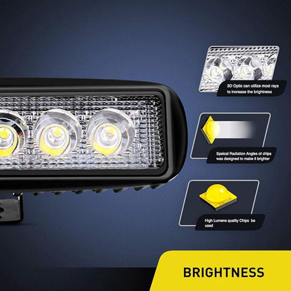 Nilight 2Pcs 18w Spot LED Work Lights LED Pods Fog Lights Off Road Led Lights Driving Lights with16AWG Off Road Wiring Harness Kit-2 Leads