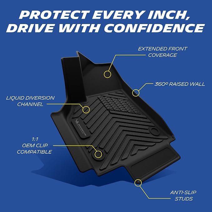Michelin Vehicle Mat, All-Weather TPE Custom Fit Liner for Tesla Model Y 5 Seat Floor Mats 2025-2027 (3 Piece), Premier