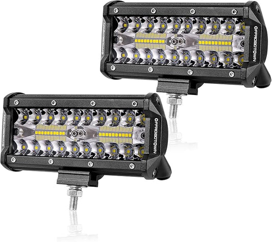 LED Pods, OFFROADTOWN 2pcs 6inch 240W LED Light Bar Off Road Driving Lights LED Work Light Spot Flood Combo Fog Light Waterproof Cubes for Truck Boat Pickup UTV ATV Marine Motorcycle
