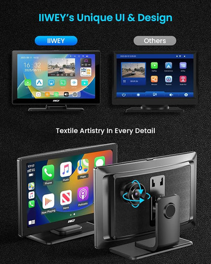 IK5 9" Wireless Apple CarPlay & Android Auto Screen, Portable Car Stereo with 4K Dash Cam & 1080p Backup Camera, Add CarPlay to Any Vehicle, Touchscreen, Mirror Link