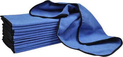 Detailer's Preference 390 GSM Premium Microfiber Towels, Ultra Soft, Lint-Free, Streak-Free, Highly Absorbent, Scratch-Free Cleaning & Drying Cloths for Auto, Home & Detailing, 16x24, 12-Pack, Blue