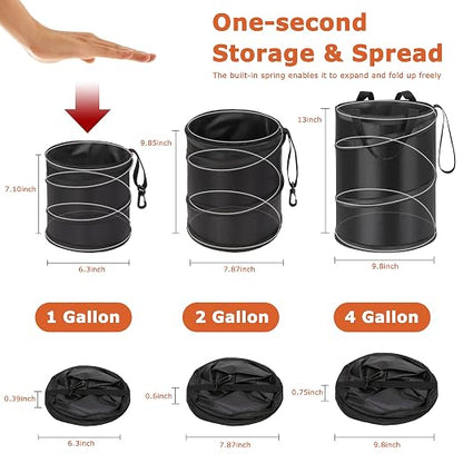 Ginsco 2 Gallons New Leakproof Car Trash Can, Compact Trash Can Pop-up Collapsible Hanging Car Trash Bin with Hook and Loop, Waterproof PEVA Liner Open-Top Garbage Can for Cars Home Office