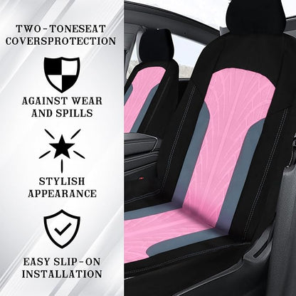 Car Seat Cover Full Set for Women with Floor Mats,3D Air Mesh Car Seat Cover with 5mm Composite Sponge Inside,Universal Fluffy Steering Wheel Cover, Accessories Full (Pink)