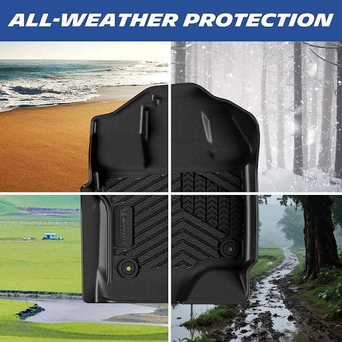 Michelin Vehicle Mats, All-Weather TPE Custom Fit Liner for 2015-2026 Ford F150/2022-2025 Lightning SuperCrew & Super Cab Carpet Floor, First Row, Premier