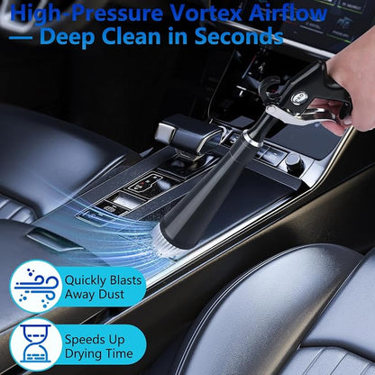 Preciva Tornado Blow Gun, Air Duster for Interior Seats, Headliner, AC Vents, Crevice Cleaning, High-Pressure 60-160PSI (0.6-0.92MPa), 1/4" Quick Connect, Includes 2 Nozzles & 2 Connectors