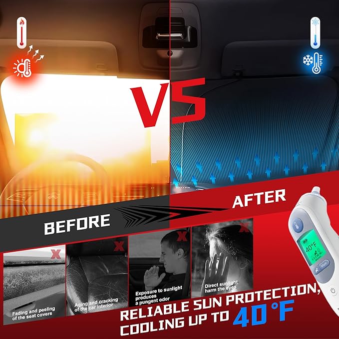 Windshield Sun Shade for 2016-2025 2026 Mazda CX9 CX-9 Foldable Sun Sunshade for Car Front Window Blocks UV Rays and Heat Automotive Interior Protector Custom Fit Accessories