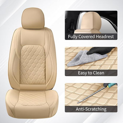 Huidasource Tacoma Front & Rear Full Set Seat Covers Fit for Toyota Tacoma 2016-2023 Double & Crew Cab SR SR5 Limited TRD Sport/Pro/Off Road, Automotive Car Seat Cushion Cover (Full Set/Beige)