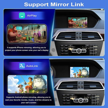 Wireless Carplay Android Auto Adapter for Mercedes Benz NTG4.5/4.7 C Class W204 2011-2013 Year, Carplay Wireless Decoder Retrofit Kit Support YouTube, Mirrorlink, Reverse Camera