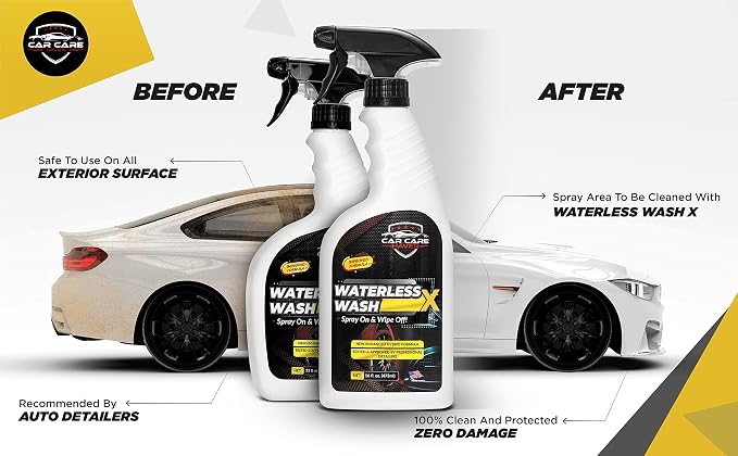 Waterless Wash X-Car Detailing, 128 oz Concentrate | No Water Necessary, Quick Detailer for Any Vehicle, Spray On & Wipe Off, Use in Garage, at Work, or Anywhere