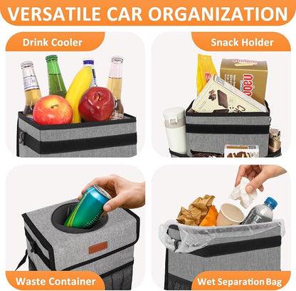 Vankor Car Trash Can Trash Bag Bin Hanging Waterproof Automotive Car Garbage Cans Leak Proof Vehicle Trash Can Grey