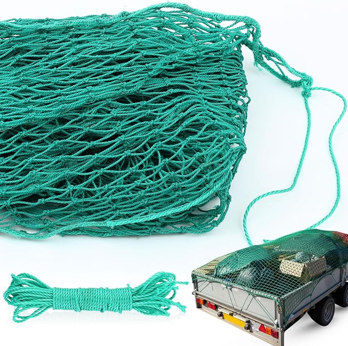 SATINIOR 12 x 8 ft Heavy Duty Cargo Net Truck Bed Network Cover with 18pcs Ropes Bungee Cargo Net Car Sealing Network Rope for Trailer Pickup Truck