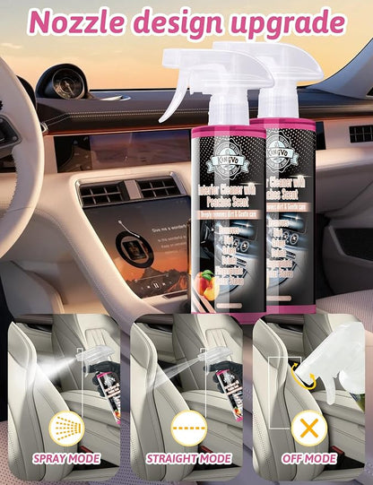 Kingvo Car Interior Cleaner, Interior Cleaner Carpet Dashboard Vinyl Sofa Leather Shiny Car Stuff Detailing Kit Cleaning Supplies,Peach Scent