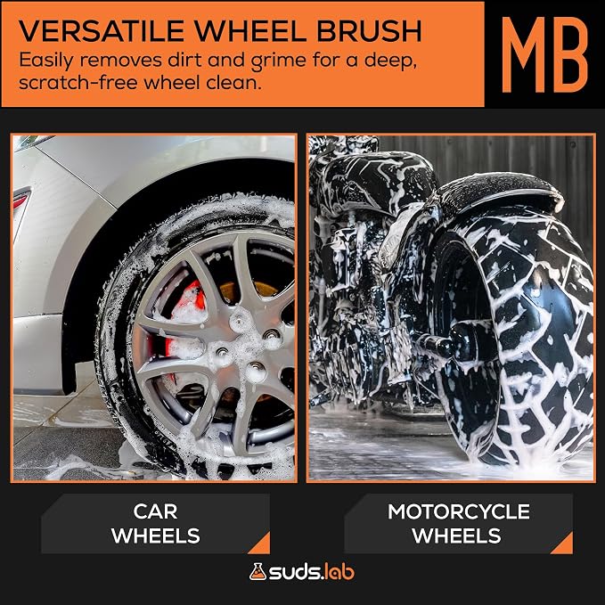 Sudslab Mini Wheel Cleaning Brush – Durable Multipurpose Rim Brush for Cars, Trucks, Motorcycles, Bicycles, Boats, Rims, Exhaust Tips, – Mini Design, Dense Bristles, All Surface Cleaner