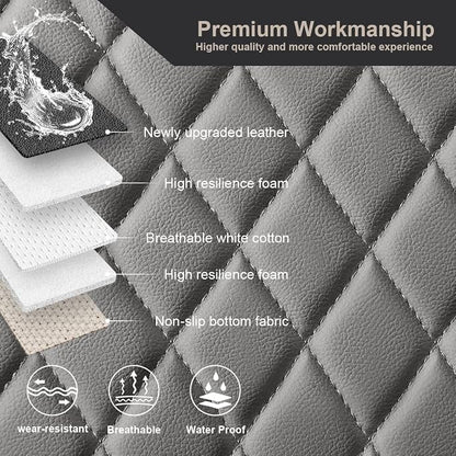 West Llama Pu Leather Car Seat Bottom Covers Protectors Include 1 Pair Front Driver Seat Pad Mat and 1 Rear Bench Cover Universal Fit 90% Vehicles,Gray