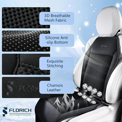 FLORICH Cooling Seat Covers Ventilated Car Seat Cover with 8 Turbo Fans 12V-24V 3-Speed Adjustable Car Seats Cooling Pad Cushion Universal Fit for Car SUV Truck Van Summer Driving