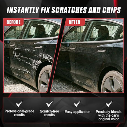 Touch Up Paint for Cars (Solid Black PBSB), Compatible with Tesla Model Y/3/X/S, 0.4 fl oz Color Accurate 2-in-1 Car Paint Scratch Repair Pen, Easy to Use, Fast-Drying, Long-Lasting
