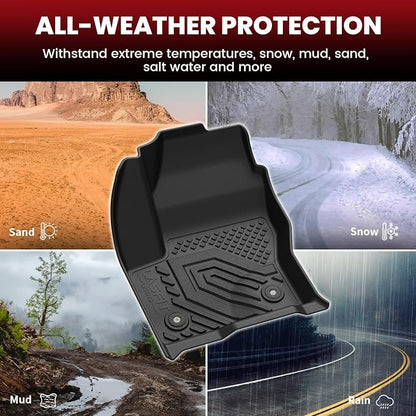 LASFIT Floor Mats for Ford Escape 2019-2013 (Only fit with Adjustable Cargo Floor in Lower Position),Custom Fit All Weather Protector TPE Easy Clean Floor Liners, 1st & 2nd Row, 3PCS Black