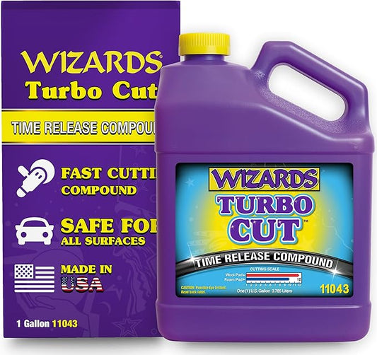 Wizards Turbo Cut Buffing Compound for Car Scratch Repair - 1 Gallon - Removes 1200-1500 Scratches - Rubbing Compound for Cars & Boats - Paint Restorer for Vehicles