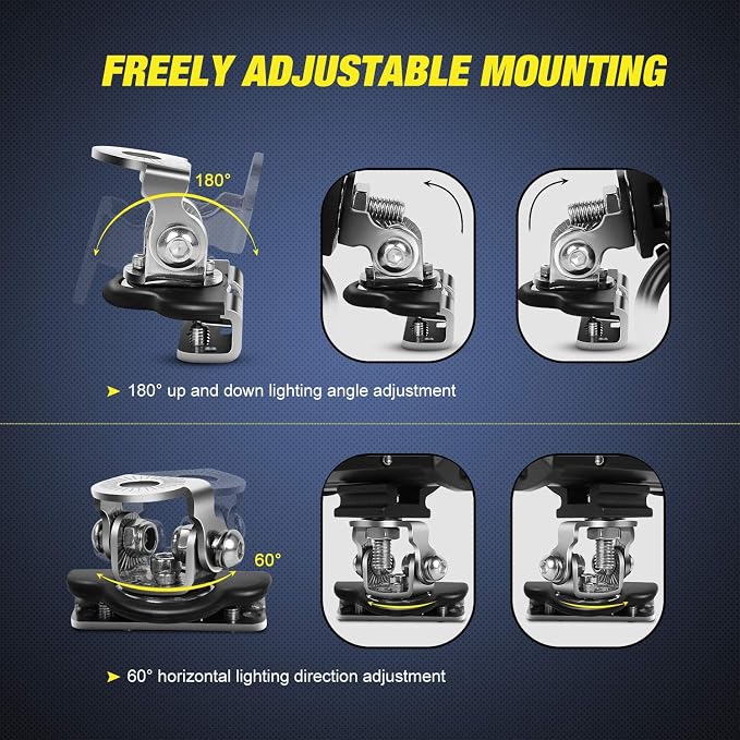 Nilight 2PC 4Inch Triple Row Lights 60W Flood Spot Combo 6000LM Bar Driving Boat Led Off Road Trucks with Adjustable Pillar Hood Mount Bracket Clamp Holder and Wiring Harness Kit