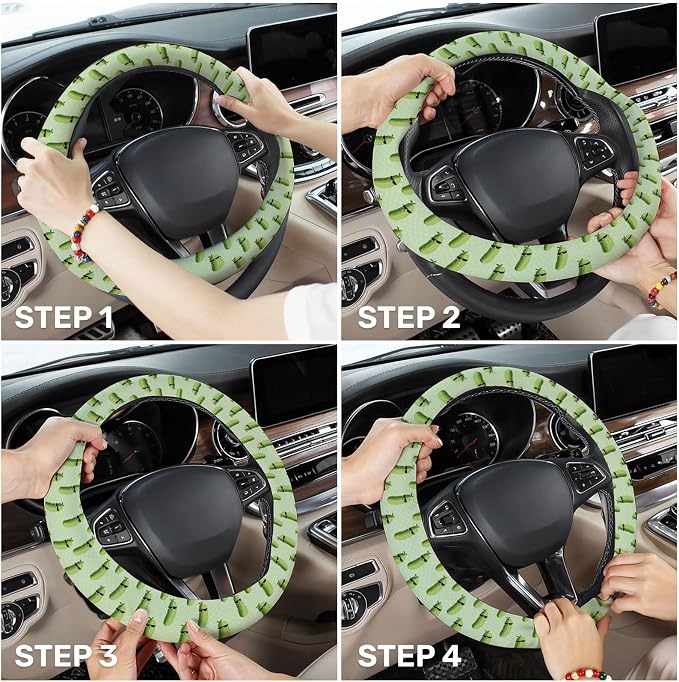 GENANY Funny Pickle Steering Wheel Cover, Non Slip Polyester Car Wheel Protector for Car SUV Truck, Universal 15 Inch