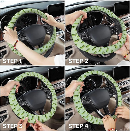 GENANY Funny Pickle Steering Wheel Cover, Non Slip Polyester Car Wheel Protector for Car SUV Truck, Universal 15 Inch