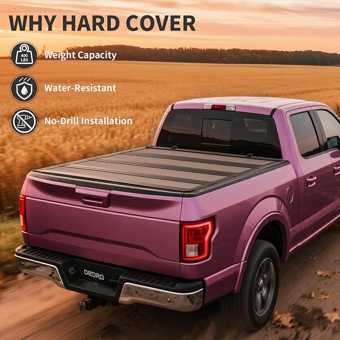 OEDRO Low-Profile Hard Quad-Fold Tonneau Cover Compatible with 2015-2026 Chevy Colorado/GMC Canyon 5.2ft Bed, One-Handed Quick Release, Drainage Design