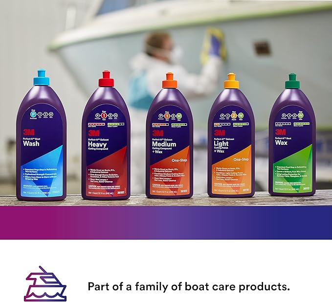 3M Perfect-It Gelcoat Heavy Cutting Compound, 1 Quart – Fast Cutting Marine Oxidation Remover for Boat & RV Gelcoat Surfaces