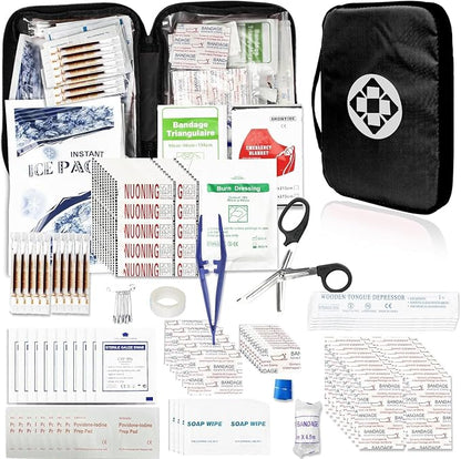 300Piece Travel First Aid Emergency Kit Home Essentials Hiking Survival Essential Kit for Outdoor Adventure Mini First Aid Kit for Backpack, Black 1st Aid