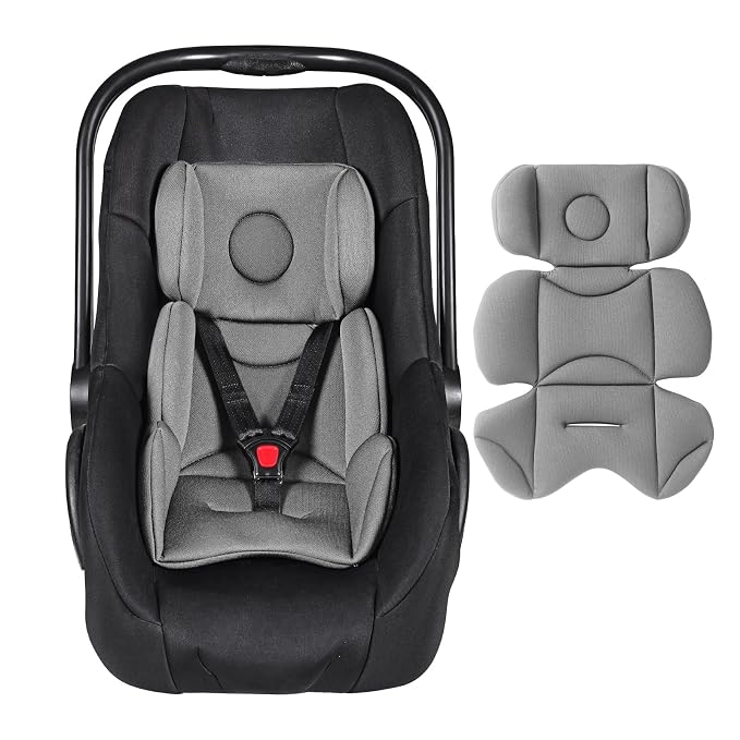 Infant Car Seat Insert Thickened, Breathable & Fold-Go Baby Head & Body Support for Infant, Soft Mesh Car Seat Cushion, Easy-Carry Protector for All Strollers & Carriers, Grey