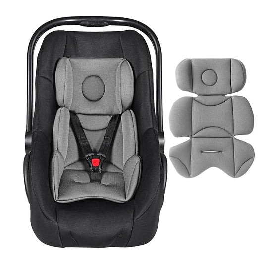 Infant Car Seat Insert Thickened, Breathable & Fold-Go Baby Head & Body Support for Infant, Soft Mesh Car Seat Cushion, Easy-Carry Protector for All Strollers & Carriers, Grey