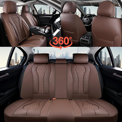 Coverado Seat Covers, Car Seat Covers Full Set, Coffee Car Seat Cover, Car Seat Cushion Waterproof, Luxury Auto Seat Covers, Seat Cover Car Seat Protector Fit for Most Cars