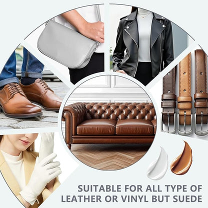 Leather Recoloring Balm with 100ml Mink Oil Conditioner | White Repair Kit, Dye & Color Restorer for Furniture, Sofa, Car Seats, Bags | Restore Faded & Scratched Surfaces