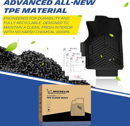 Michelin Vehicle Mat, All-Weather TPE Custom Fit Liner for Tesla Model Y 5 Seat Floor Mats 2025-2027 (7 Piece), Premier