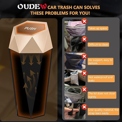 Car Trash Can with Lid - 2-Pack, Interior Accessories for Vehicles, Leakproof Garbage Can with 30 Detachable Trash Bags, Multipurpose Organizers and Storage Solutions for Home and Office