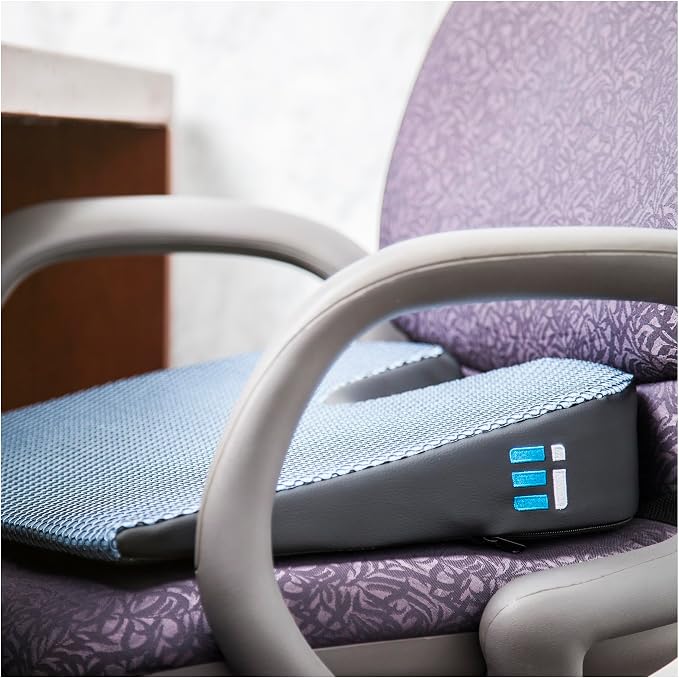 Premium Wedge Car Seat Cushion for Driving - Sciatica Seat Cushion for Car, Office, Home, Back Pain, Hip Support, Sciatica Pain Relief - Ergonomic Non-Slip Memory Foam Driving Pillow 17.5 x 15 x 3.5
