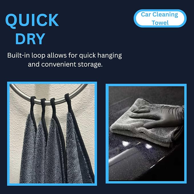 BlonBlon 4-Pack Large Microfiber Drying Towels (24" x 16") – Ultra-Absorbent, Streak-Free, Scratch-Resistant Towels for Cars and Trucks