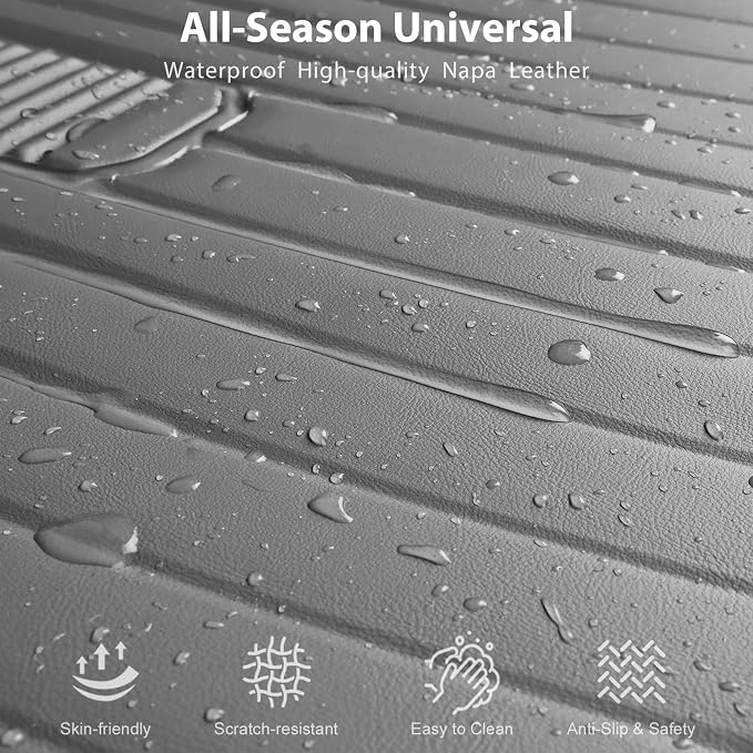 CAR PASS Premium Leather Car Seat Cushion, Comfort Memory Foam Driver Seat Cushion for Long Driving, Waterproof Non-Slip Seat Cushions for Cars, Truck, SUV, Office Chairs, Stadium, Gray ﻿
