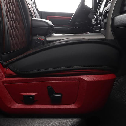 JOJOBAY Car Seat Covers for Dodge Ram,Fit 2009-2025 1500/2500/3500 HD Pick-up Truck,Crew,Regular,Quad,Mega Cab,Waterproof Synthetic Leather Seat Covers(2PCS-Front,Black-Brown)